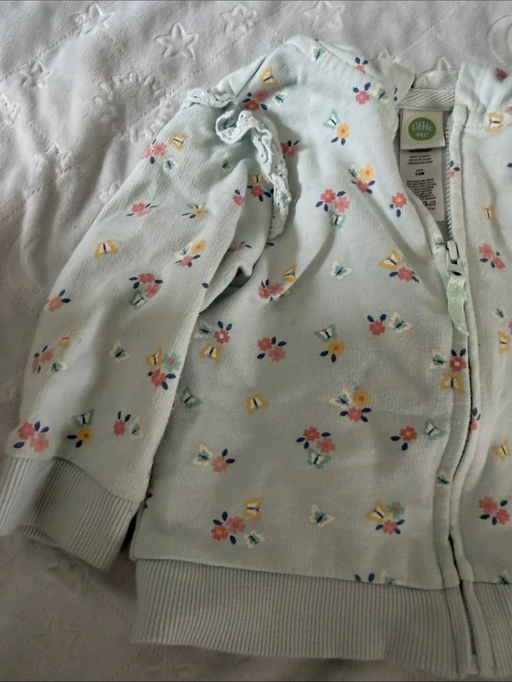 Baby Mint Green Floral Zip Front lightweight Cardigan 9-12 months